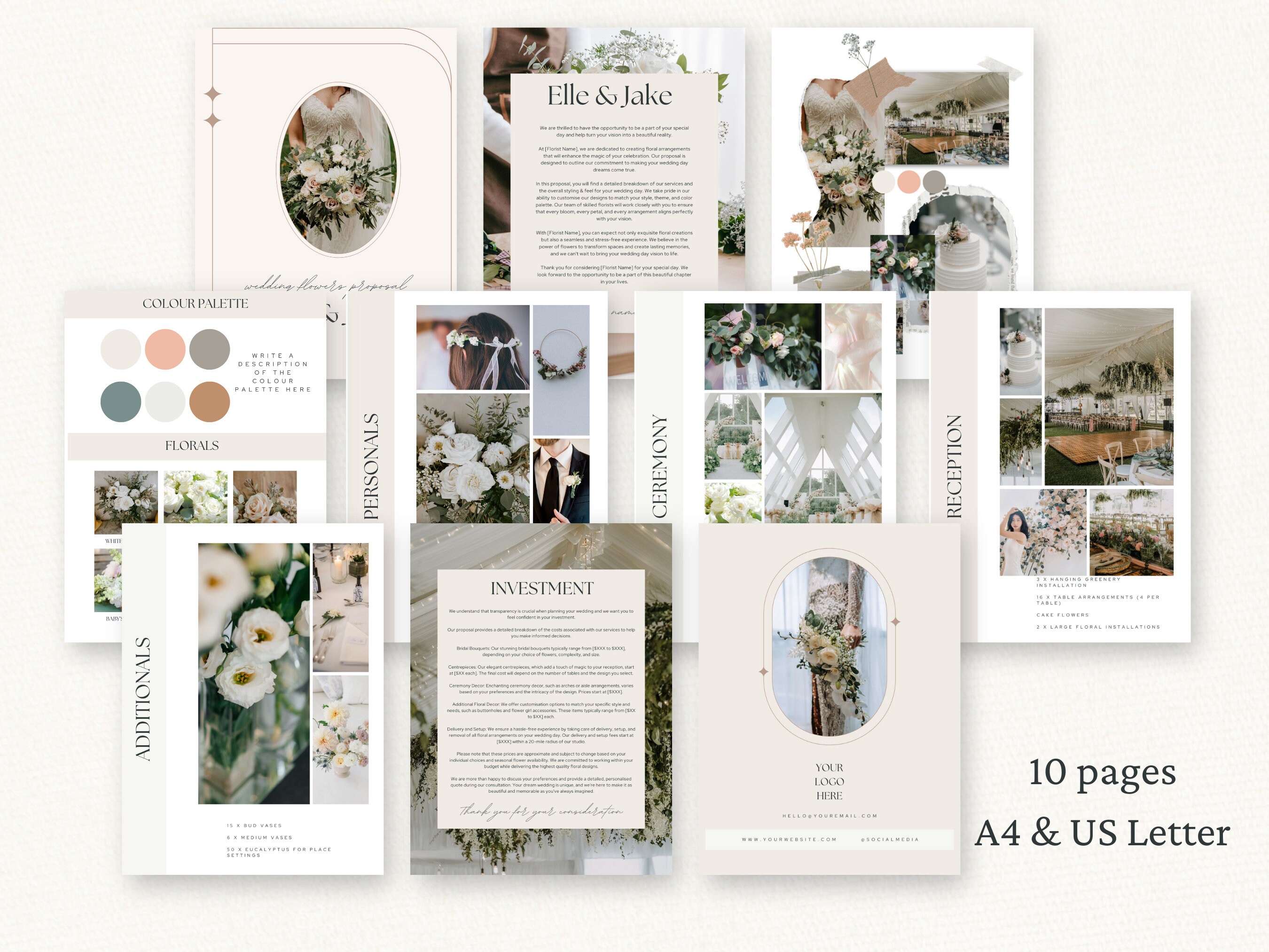 Wedding Florist Proposal Template Editable Canva Template Event Wedding Florist Proposal Template Editable Canva Template Event