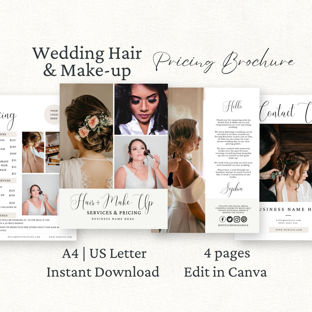 Wedding Hair Stylist Pricing Guide, Canva Template, Makeup Price Sheet