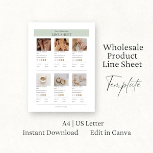 Wholesale Line Sheet Template, Canva Line Sheet, Wholesale Pricing Catalog, Candle Price Guide, Wholesale Supplier Brochure, Green