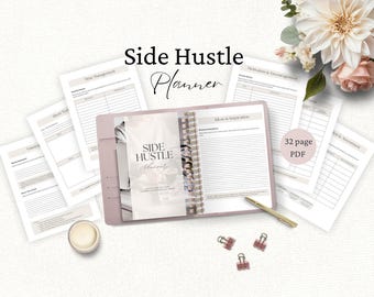 Planificador de negocios secundarios, cuaderno de trabajo imprimible para iniciar un negocio, planificador de objetivos empresariales, vendedor de Etsy, creador de contenido para bodas,