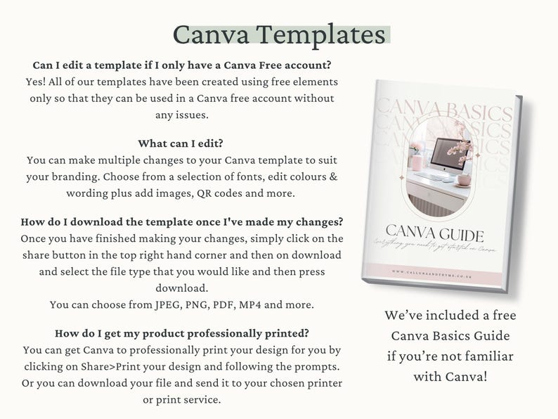 The image is a book cover for a book titled "Canva Templates".