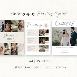 Wedding Photography Pricing Guide, Canva Template, Wedding Photographer Price Guide Template, Price List, Pricing Sheet, Marketing Brochure