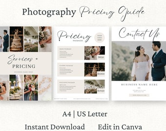 Wedding Photography Pricing Guide, Canva Template, Wedding Photographer Price Guide Template, Price List, Pricing Sheet, Marketing Brochure