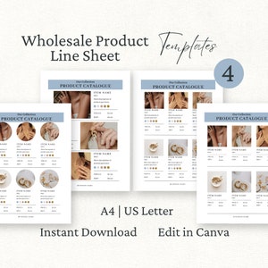 Wholesale Product Line Sheet Template Canva, Business Pricing Catalog, Editable Product Brochure, Jewelry Catalog, Candles Price Sheet,