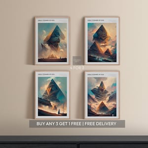 Große Pyramide von Gizeh Ägypten Druck Reimagined | Berühmte Ikonische Architektur Rahmen Poster | Fantasy Art Poster Minimalistischer abstrakter Druck