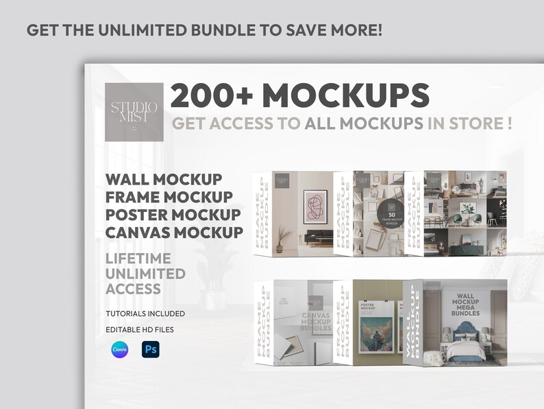 31 Wall Frame Poster Mockup Bundle, Living Room Interior Design, Custom ...