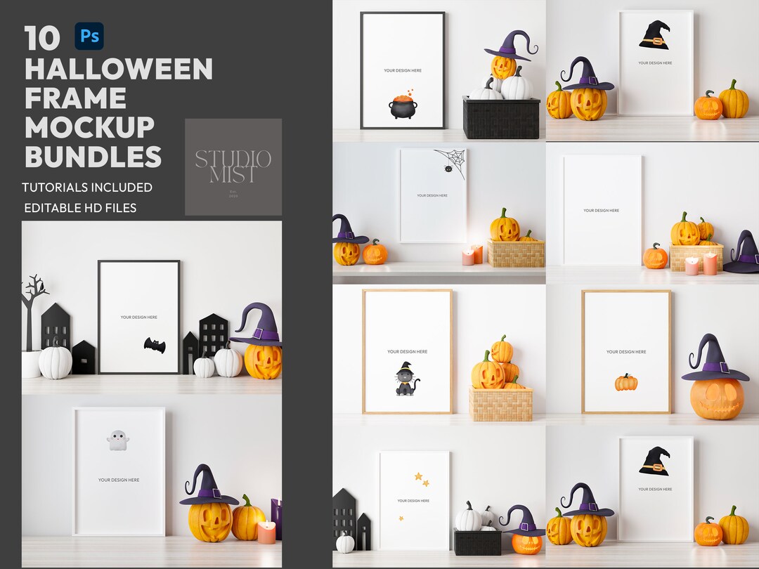 10 Halloween Frame Poster Mockup Bundle Modern Contemporary - Etsy