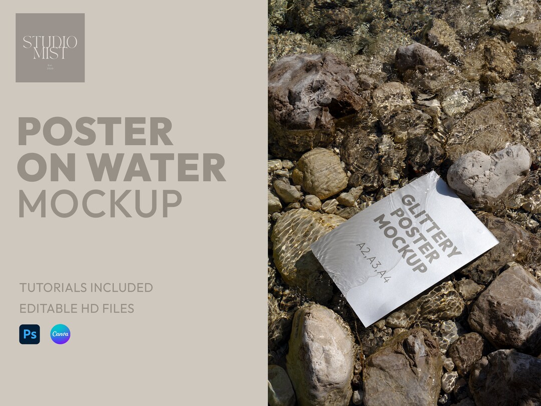 Poster on Water Mockup | A4 A3 A2 | Creative Outdoor Background ...