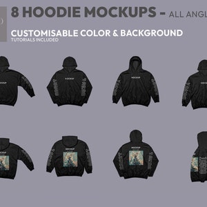 8 Customisable Hoodie Mockup Bundle | Editable colour and elements | Hoodie PSD files | Gildan 18500 Mockup | Buy 2 get 1 free