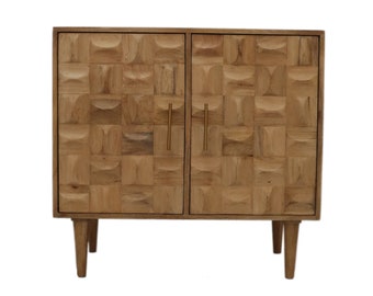 Joharies 3d Pattern Sideboard Cabinet 2 Door, Hallway Cabinet, Storage Cabinet, Living Room Hallway Storage Furniture - Natural Finish