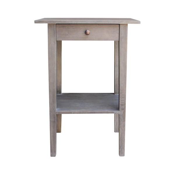 French Style Mango Wood Side Table Bedside Table 1 Drawer & 1 Shelf, Lamp Table Nightstand Table Living Room, Bedroom, Hallway - Ash Finish