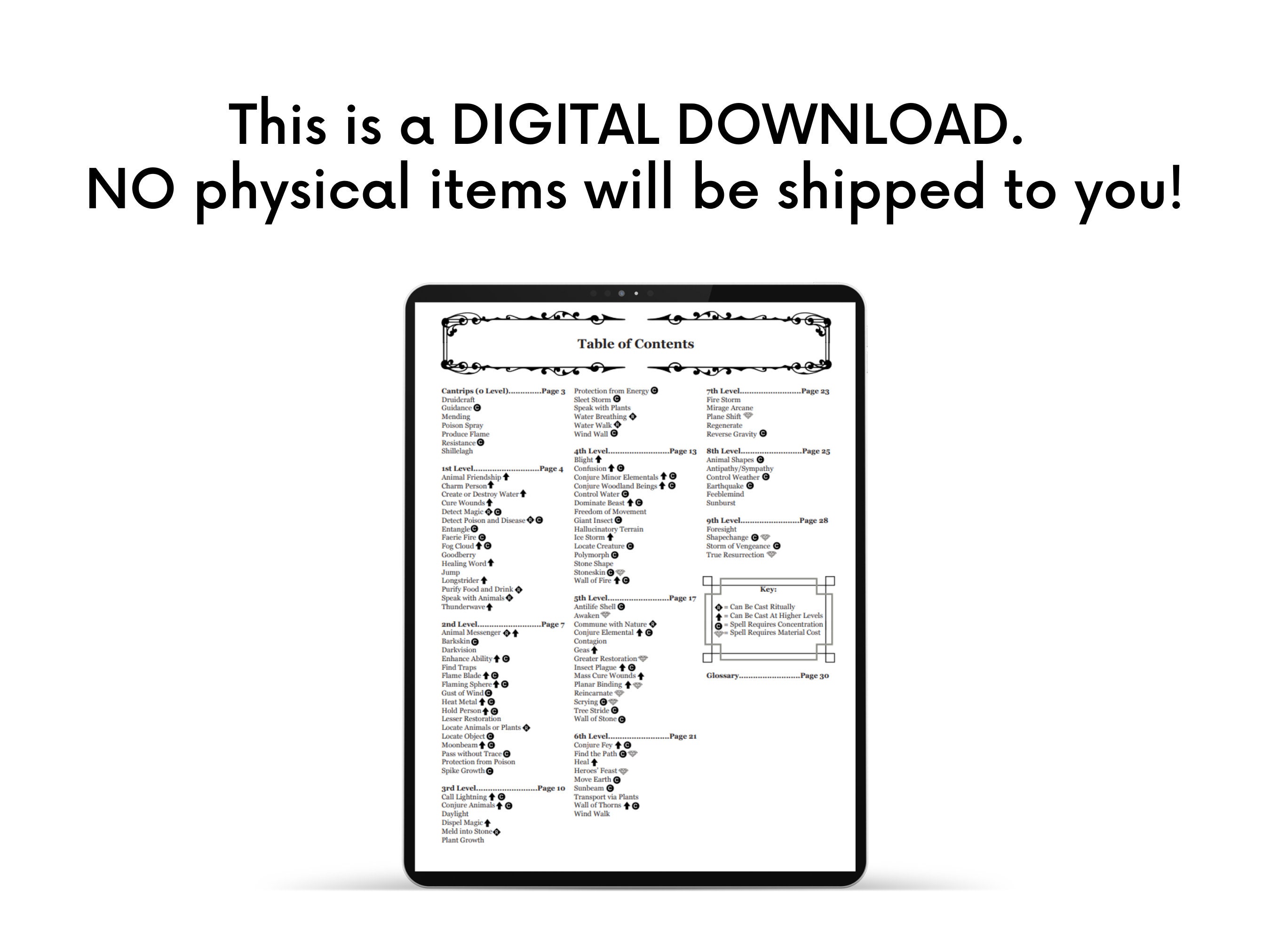 Druid Spell List for Dungeons and Dragons 5e Etsy