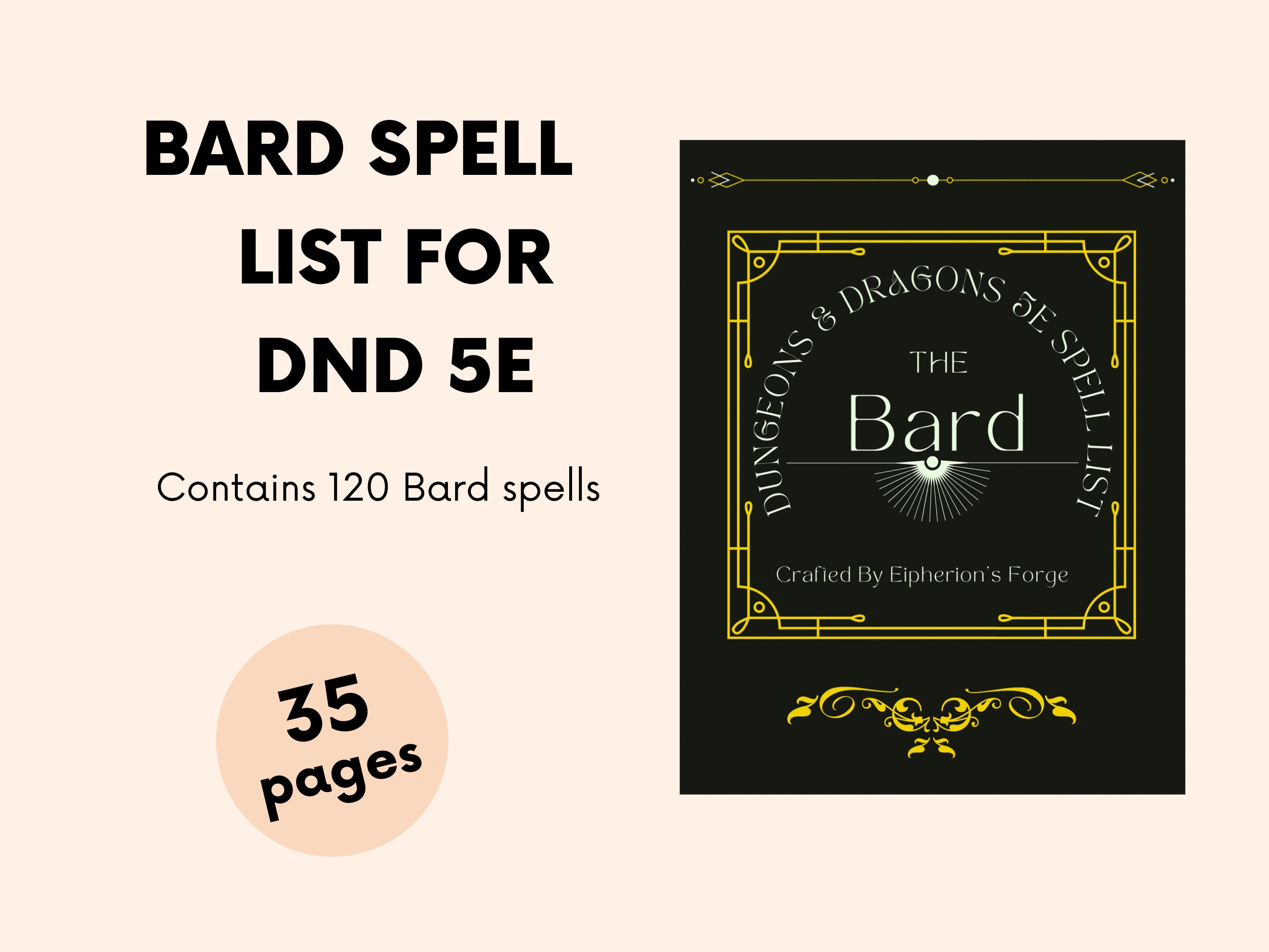 Bard Spell List for Dungeons and Dragons 5e Etsy