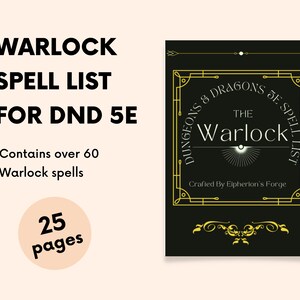 Warlock Spell List for Dungeons and Dragons 5e