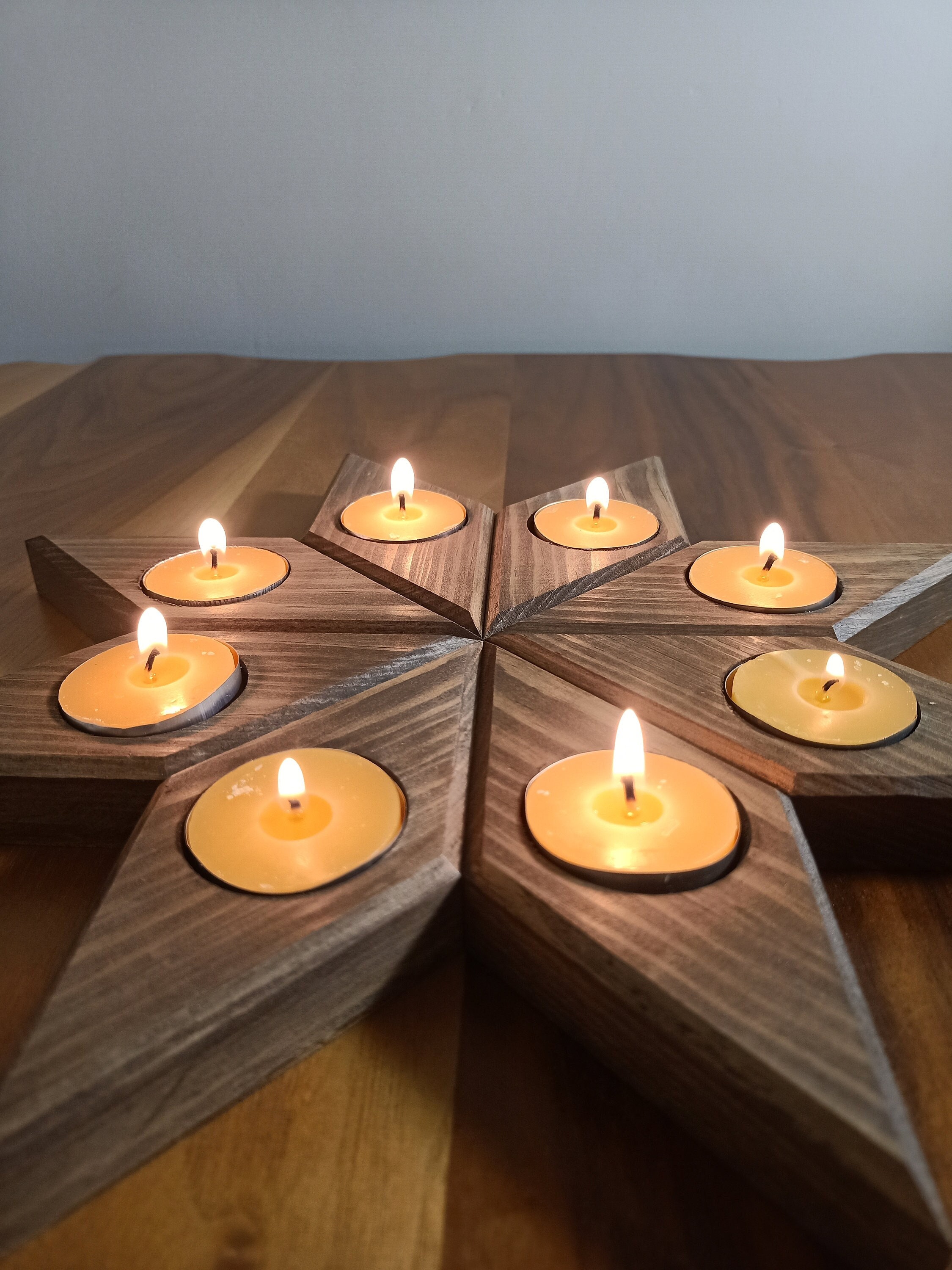 Wooden Tealight Holder- Star Shaped Romantic Candle Holder- 8 Pieces Decorative- Christmas, Party, Wedding or Housewarming Gift - Etsy UK