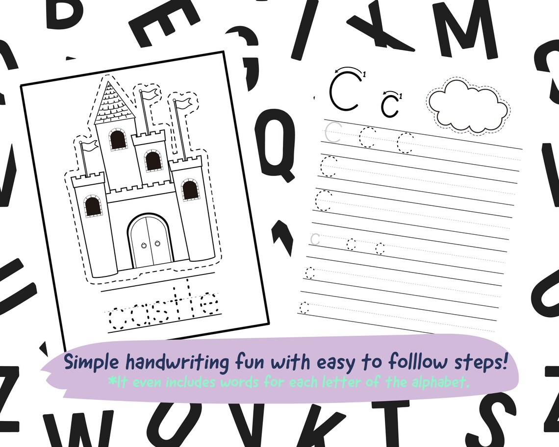 Printable Trace and Color Worksheet Book, 100 Pages, A-Z, Fun Traceable Pictures - Etsy