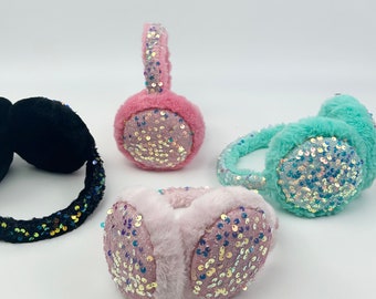 Sequin Earmuffs / Glitter Earmuffs / Cute Girls / Winter Warm Ear Muffs/ Party Hat/ Personalized/ Kawaii/ Funny