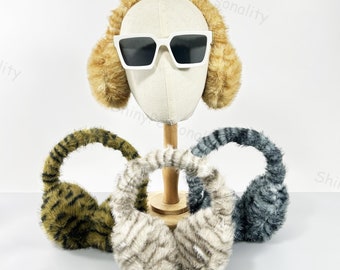 Paraorecchie invernali caldi / Paraorecchie di peluche / Paraorecchie pieghevoli con stampa di gatto / Regali di compleanno / Paraorecchie carini / Paraorecchie pieghevoli / Personalità / Vento caldo