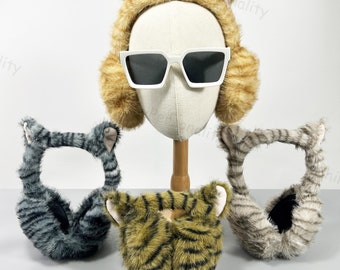 Paraorecchie pieghevoli con stampa di gatto/Paraorecchie carine/Paraorecchie calde invernali/Paraorecchie pieghevoli/Personalità/Vento caldo/Paraorecchie di peluche/Regali di compleanno