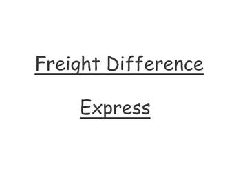 May include: White background with the text "Freight Difference" underlined, followed by "Express" also underlined, in a handwritten style font.