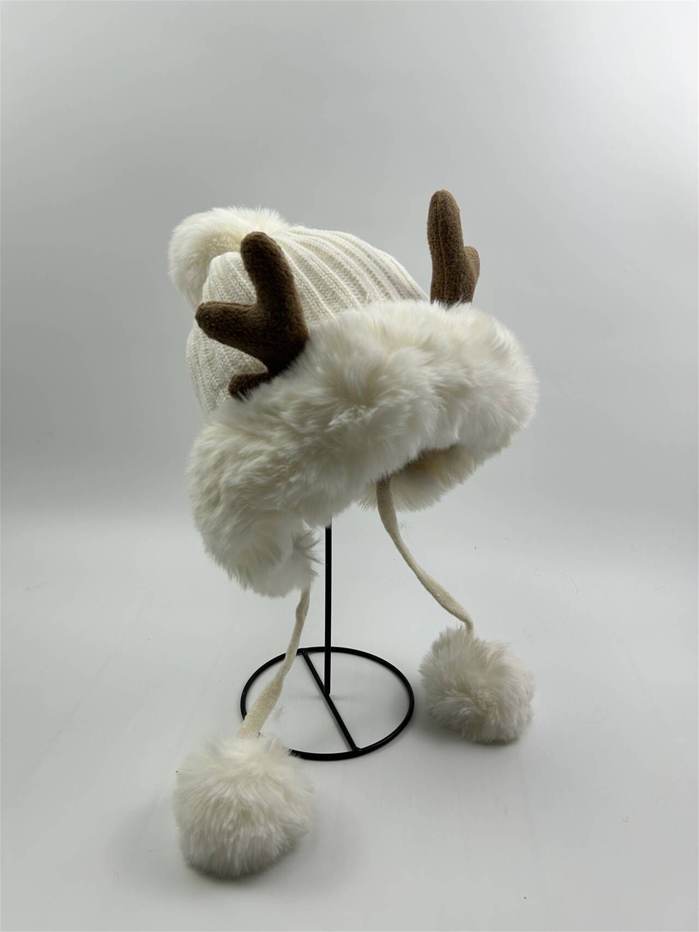 Bonnet D'hiver En Forme De Corne De Cerf Pour Bébé - Bonnet Tricoté - Pour L 'hiver - Garçons Et Filles - Bonnet En Laine - Lunettes Alien, Rouge, Taille Unique