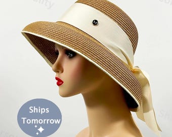 Hepburn Wind Ladies Sun Hat / Seaside Vacation Girls Sun Hat / Sunscreen Sun Hat / Beach Big Eaves Hat / To Her Gift / Outdoor Leisure Cap
