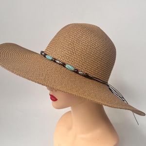 Zomer dameshoed met brede rand / Outdoor vrijetijdspet / Zonbescherming zonnehoed/Ronde strandpet/Summer Essential-serie/Boho windzonnehoed