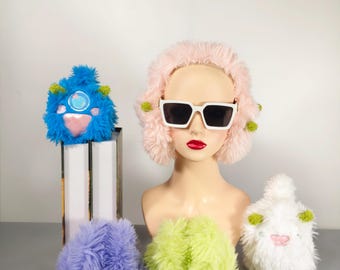 Paraorecchie invernali caldi/Paraorecchie con personalità/Paraorecchie con piccole orecchie da mostro/Regalo di compleanno/Paraorecchie carine/Regalo di Natale/Paraorecchie per adulti