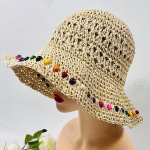 Colorful Hats In Summer / Sun hats/ Women’s Hat / Lightweight Hat/Straw hat/ Floppy Hat/ Girls Sun Hat/ Womens Hats/ To Her Gift/ Beaded Hat