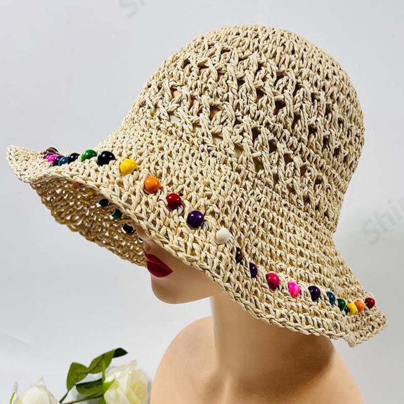 帽子 MEDI BEADS STRING STRAW HAT MEDI BEADS STRING STRAW HAT Beaded Straw Hat - Etsy