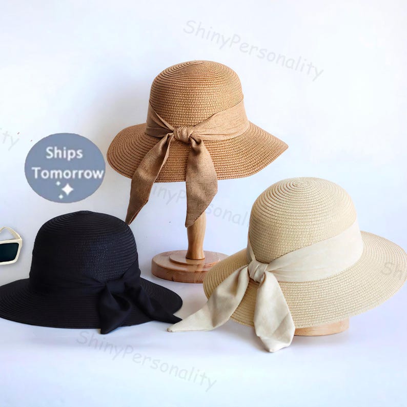 Women's Summer Straw Hat/Beach Hat/Bow Sun Hat/Party Hat/Outdoor Leisure Hat/Birthday Gift/Gift For Her/Vacation Travel Hat image 1