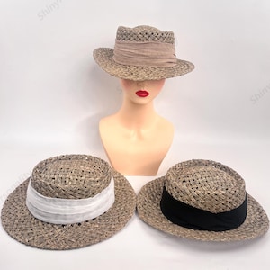 Hand-woven Hats / Straw Hat / Visor Hats For Women / UV Protection Jazz Hat / Straw Beach Hat / Sun Hats For Women/ To Her Gift