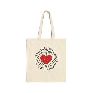 Heart Pattern Cotton Canvas Tote Bag, Eco-Friendly Shopping Bag