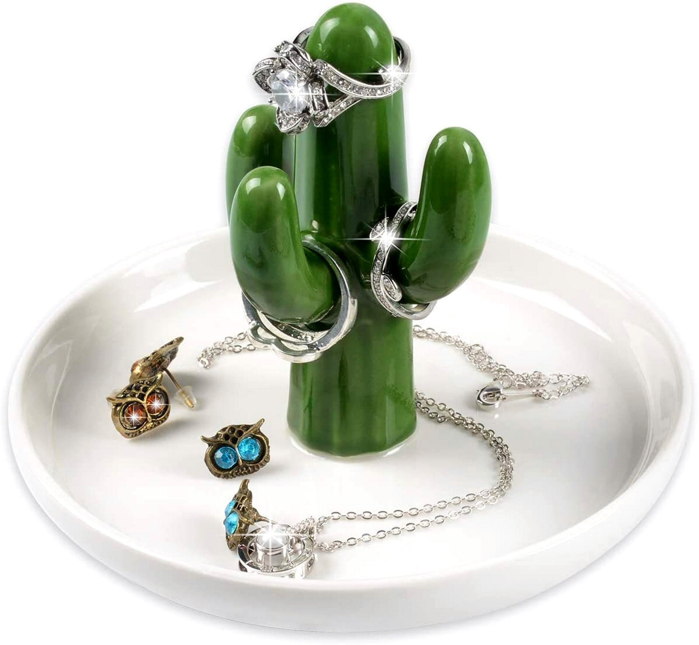 Cactus Earrings Necklace Ring Pendant Bracelet Jewelry Display Stand Tray  Tree Storage Racks Organizer Holder Ceramic Ornaments