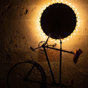 Light-bicycle sculpture in Copertino, Puglia, Italy
