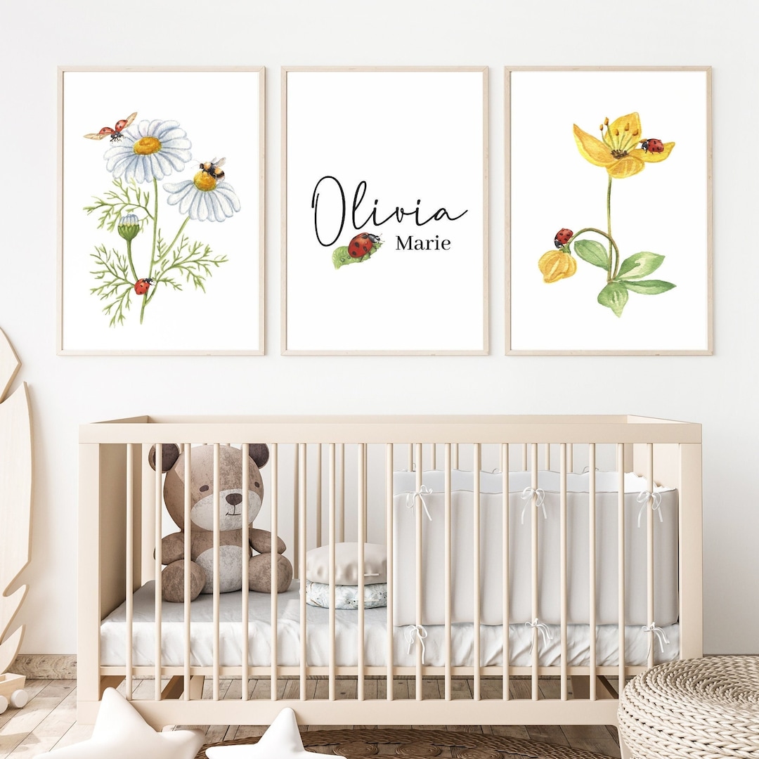 Ladybug Nursery Decor, Personalized Nursery Wall Are, Ladybug Nursery