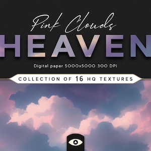 Pink Clouds Heaven Digital Textures, Background Pattern Collection, Instant Download, Printable Scrapbook Paper