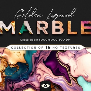 Peut inclure: Une collection de 16 textures de papier numérique de haute qualité présentant des motifs abstraits de marbre liquide dans des tons d'or, de violet, de rose, de bleu et de sarcelle. Les papiers numériques mesurent 5000x5000 pixels et 300 DPI.