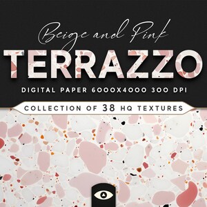 Elegant beige och rosa terrazzo-texturpaket för modern heminredning och snygga grafiska designer