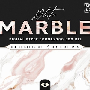 Seamless White Marble Digital Textures, Background Pattern Collection, Instant Download, Printable Scrapbook Paper