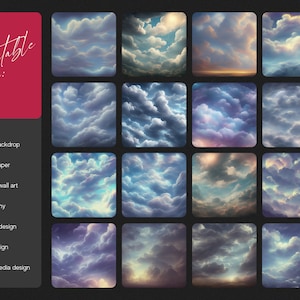 Dream Clouds Heaven Digital Textures, Background Pattern Collection ...