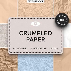 Seamless Crumpled Digital Paper Textures, Background Pattern Collection, Instant Download, Printable Scrapbook Paper