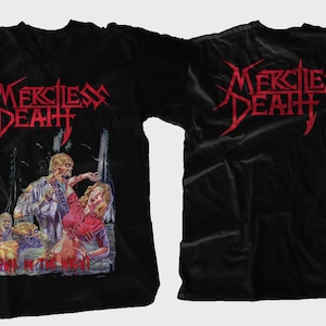 D D P svcs. - Neues DTG bedrucktes T-Shirt - Merciless Death - Evil in the Night - Größe- S, M,L,XL,2-3-4-5-6-7XL