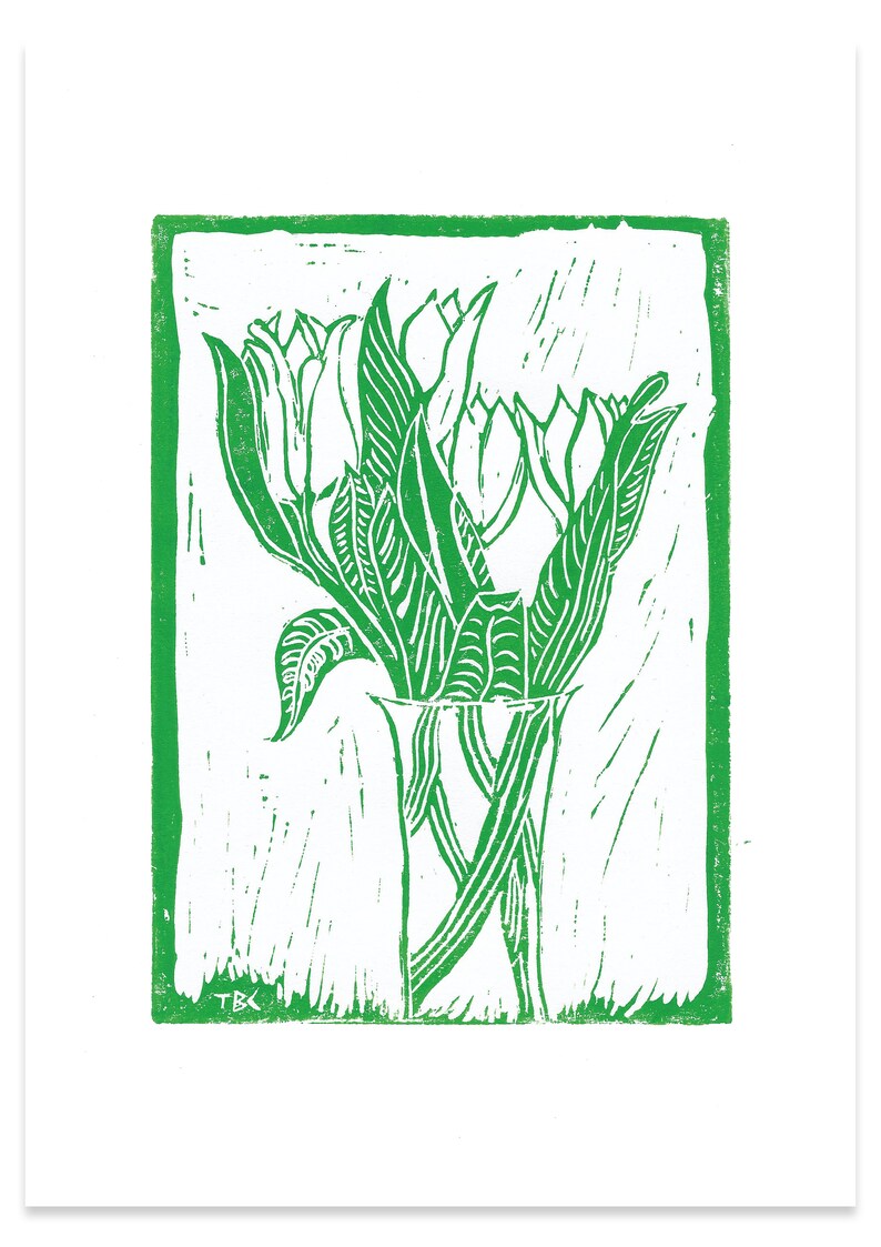 Dutch Tulips High-quality Digital Linocut Print, Floral Linocut ...