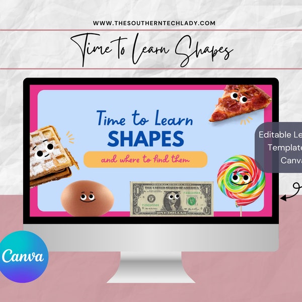Time to Learn Shapes Template to Edit in Canva by The Southern Tech Lady