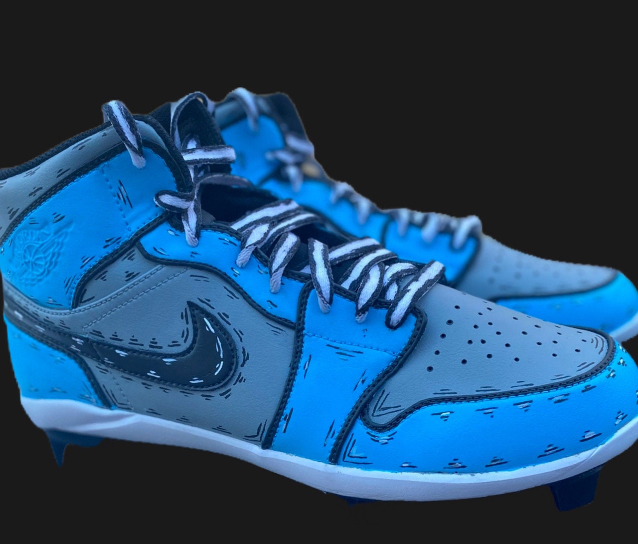 Custom Hand Painted Jordan 1 Baseball Cleats Etsy
