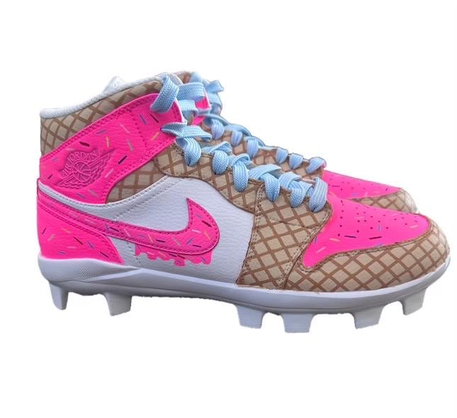 Custom Hand Painted Jordan 1 Softball Cleats