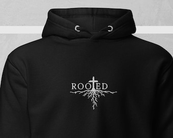 ROOTED - Christian hoodie, Religious apparel, Gift for Christians, Jesus hoodie, Faith wear pullover, I love Jesus, Blessed, Unisex