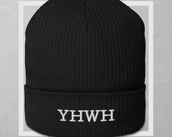 YHWH - Sombrero de gorro orgánico, sombrero de gorro Jesús, ropa de Dios, sombrero de invierno religioso, fe cristiana, regalo para los cristianos