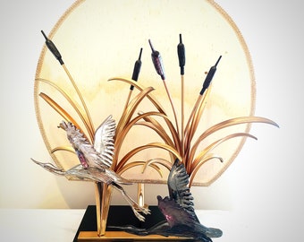 1970's STORK TABLE LAMP.Vintage Storks in Flight table lamp.Lanciotto Galeotti vintage stork lamp.